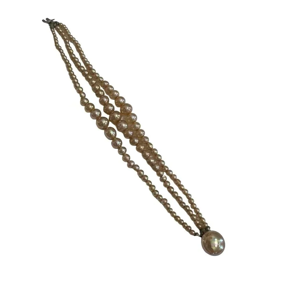 Vintage Faux Pearl 3 Strand Bracelet Made in Japan